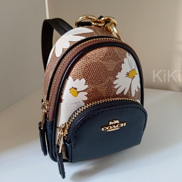 Coach Mini Court Backpack Bag Charm In Signature Canvas With Floral Print CZ602 - Picture 6 of 14